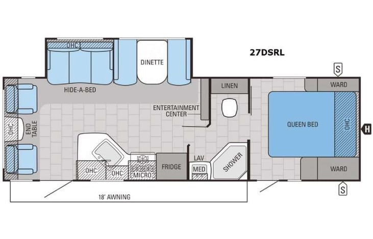 Representative floor plan provided by a trusted RVshare partner.