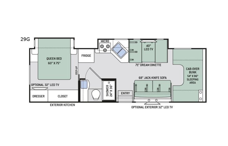 Representative floor plan provided by a trusted RVshare partner.