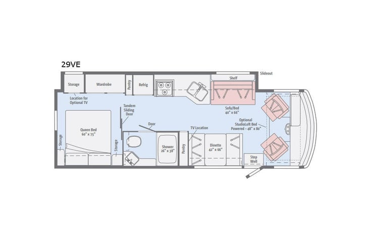 Representative floor plan provided by a trusted RVshare partner.