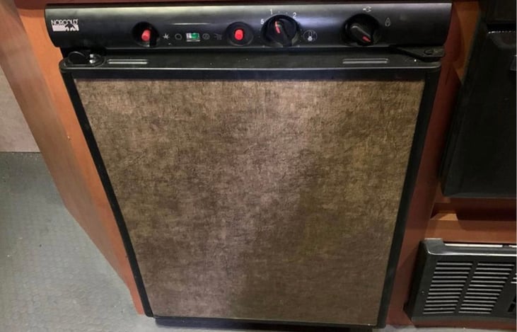 Mini-fridge is available and works when camper is plugged in. Can also be powered by propane tanks, but we've yet to try that ourselves!