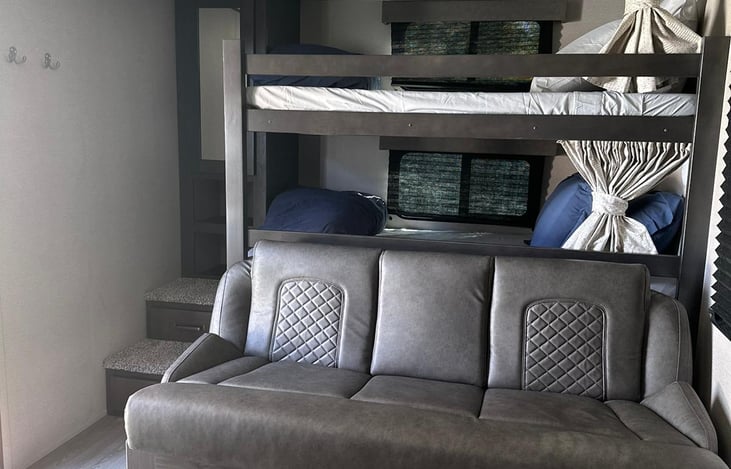 Double Bunk over Double Bunk and Sofa Bed