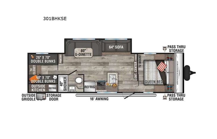 Representative floor plan provided by a trusted RVshare partner.