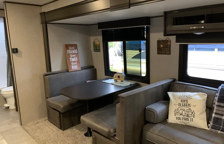 Booth that converts to a full size bed.