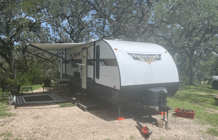 Set up for a renter at Parkview RV Park in Leakey Texas