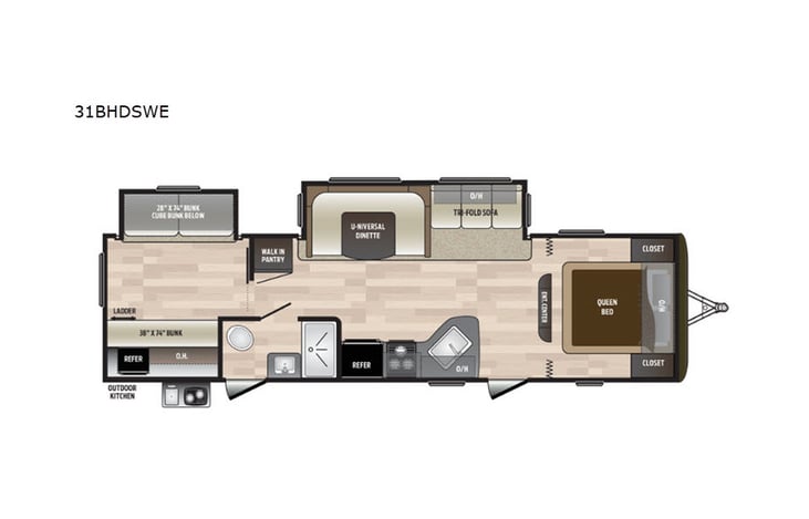 Representative floor plan provided by a trusted RVshare partner.
