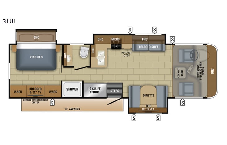 Representative floor plan provided by a trusted RVshare partner.
