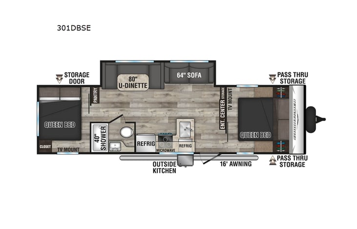 Representative floor plan provided by a trusted RVshare partner.