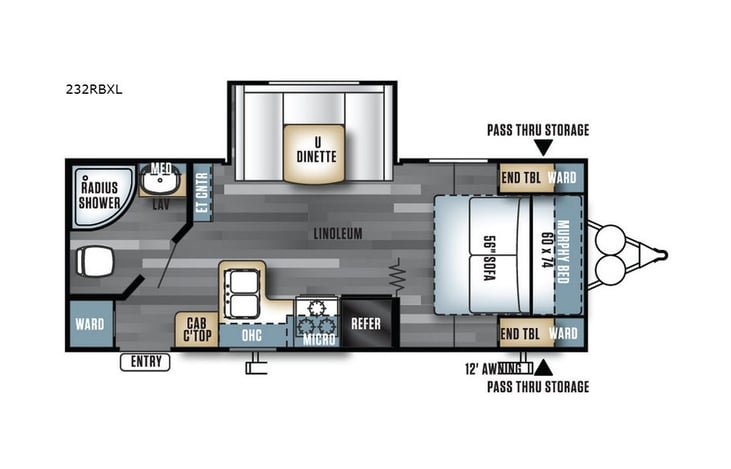 Representative floor plan provided by a trusted RVshare partner.