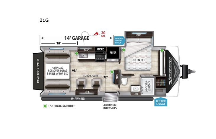 Representative floor plan provided by a trusted RVshare partner.
