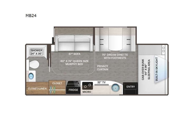 Representative floor plan provided by a trusted RVshare partner.