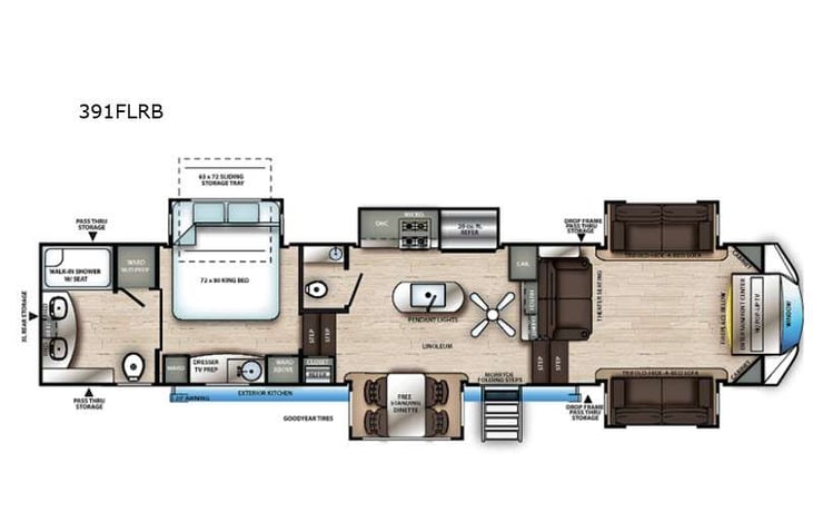 Representative floor plan provided by a trusted RVshare partner.