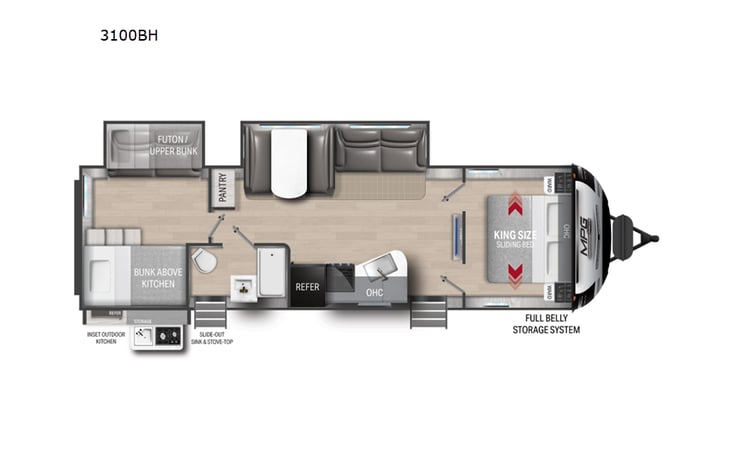 Representative floor plan provided by a trusted RVshare partner.