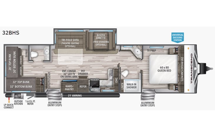 Representative floor plan provided by a trusted RVshare partner.