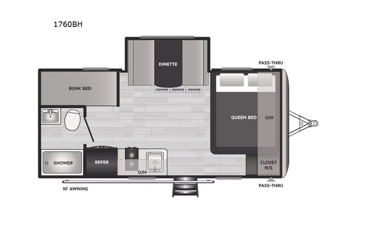 Representative floor plan provided by a trusted RVshare partner.