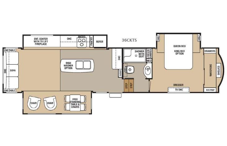 Representative floor plan provided by a trusted RVshare partner.