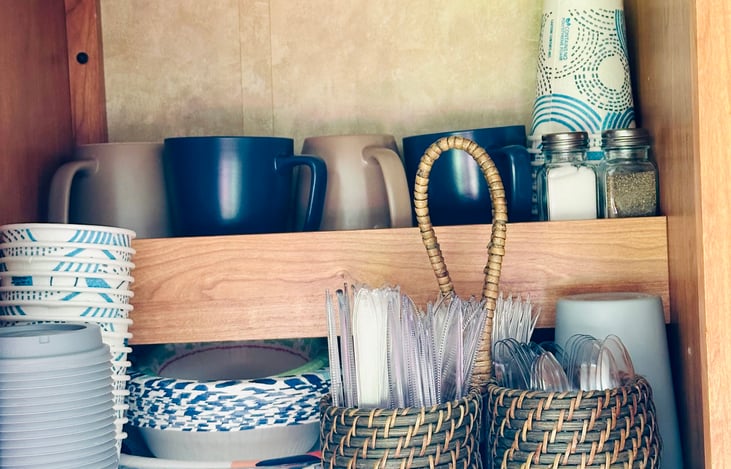 Paper or plastic plates/bowls/cups