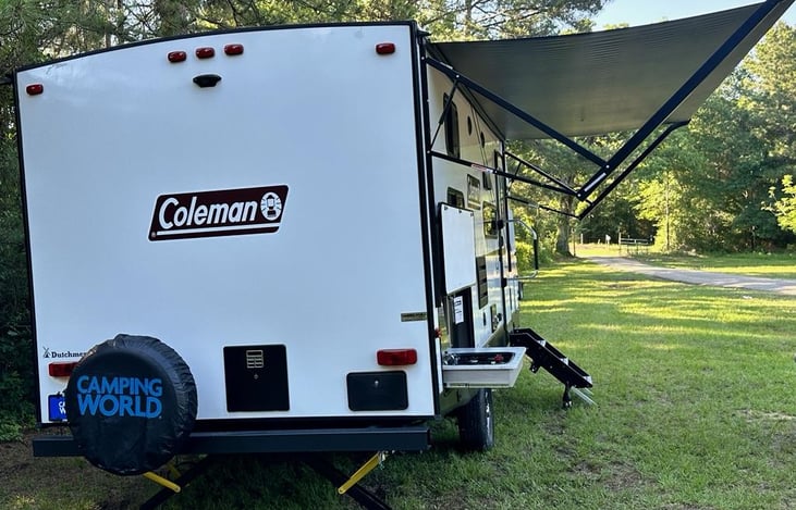 rear view, outdoor shower nozzle located in rear
