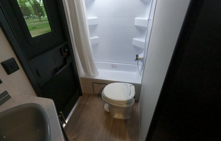 Bathroom with direct outside access
