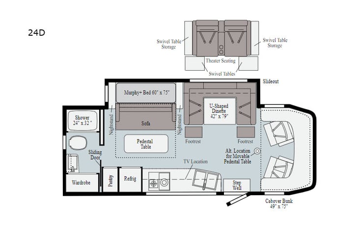 Representative floor plan provided by a trusted RVshare partner.