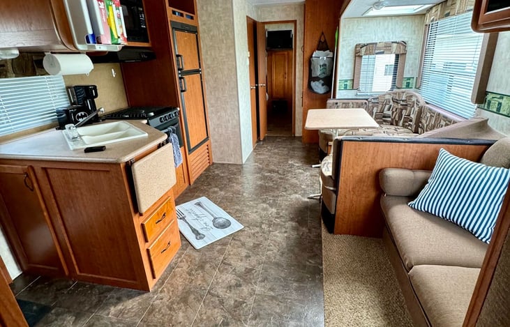 Main living space looking from the master bedroom into the back bedroom area.