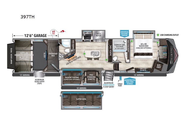Representative floor plan provided by a trusted RVshare partner.