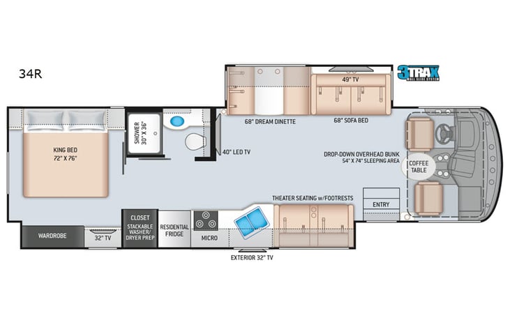 Representative floor plan provided by a trusted RVshare partner.