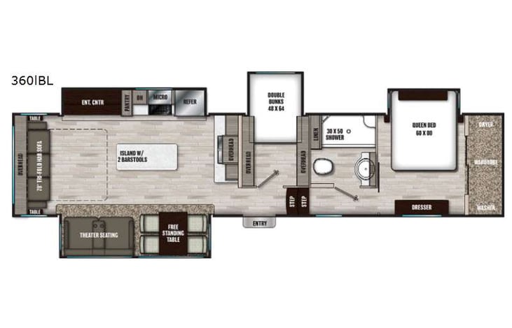 Representative floor plan provided by a trusted RVshare partner.