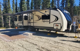 Stationary RV near Harding Lake in Salcha, Alaska