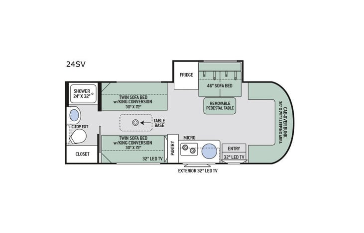 Representative floor plan provided by a trusted RVshare partner.