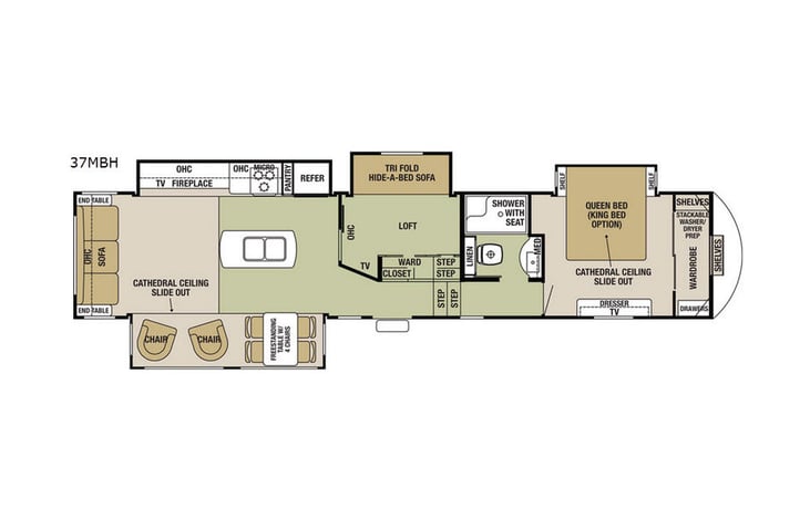 Representative floor plan provided by a trusted RVshare partner.