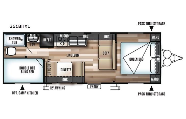 Representative floor plan provided by a trusted RVshare partner.