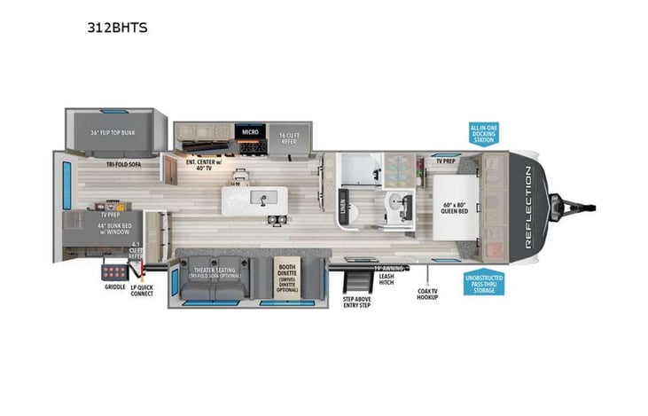 Representative floor plan provided by a trusted RVshare partner.