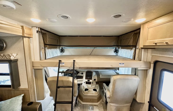 Bunk for the kids above the driver's cockpit area.