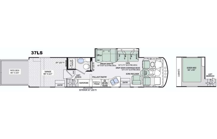 Representative floor plan provided by a trusted RVshare partner.