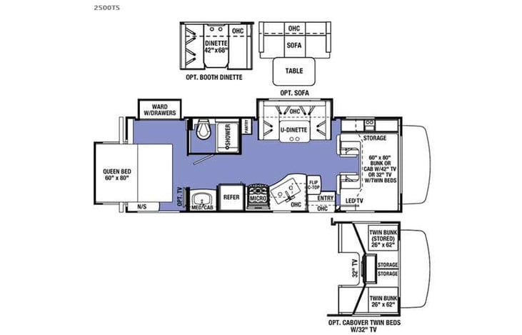 Representative floor plan provided by a trusted RVshare partner.