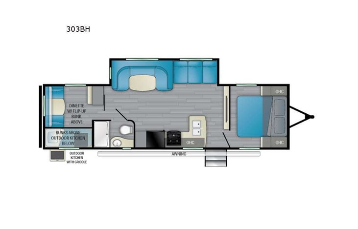 Representative floor plan provided by a trusted RVshare partner.