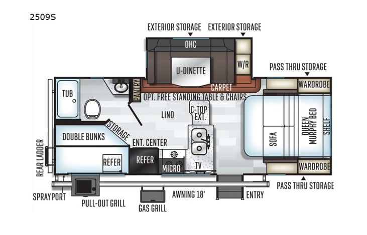 Representative floor plan provided by a trusted RVshare partner.