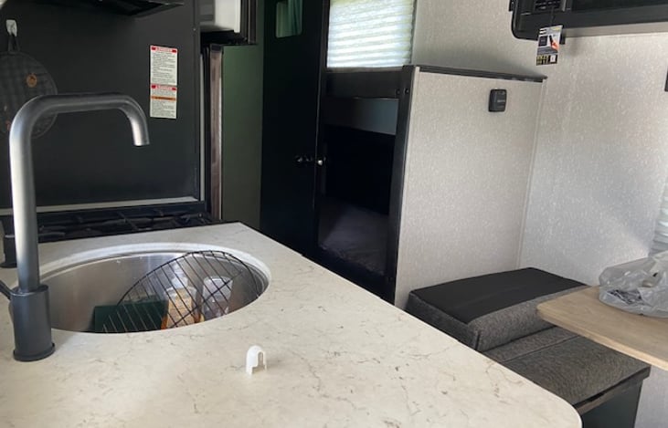 Sink and countertop.