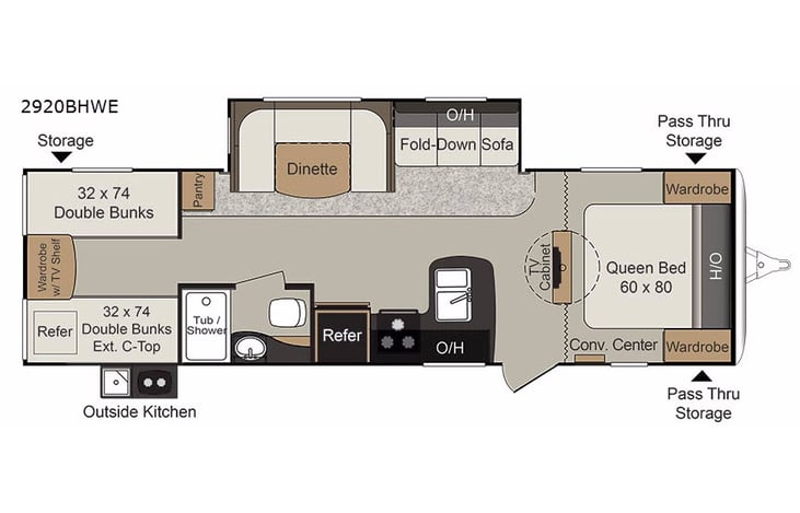 Representative floor plan provided by a trusted RVshare partner.
