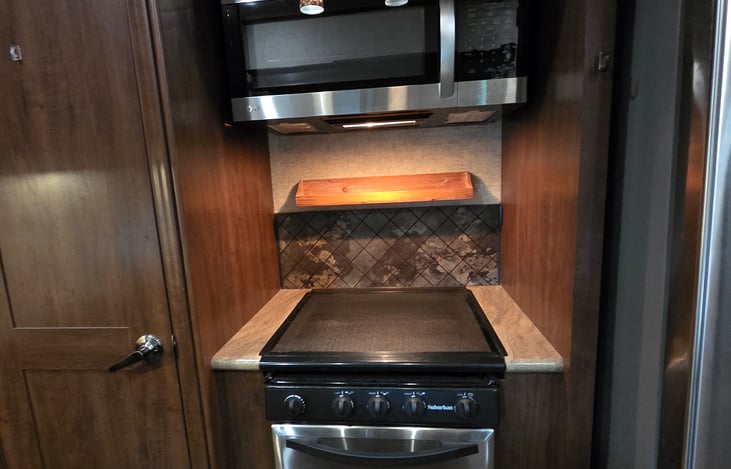 Microwave and stove