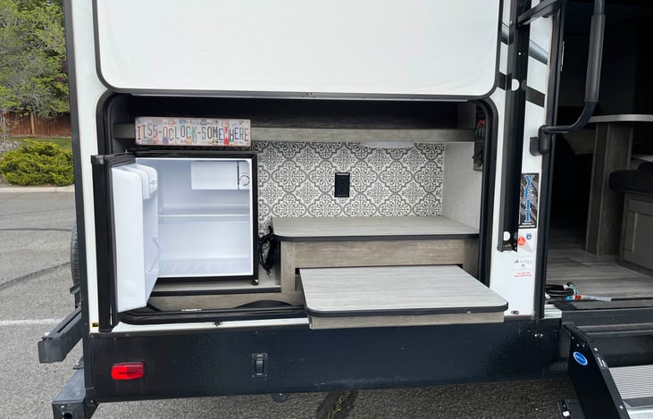 outdoor refrigerator and counter area