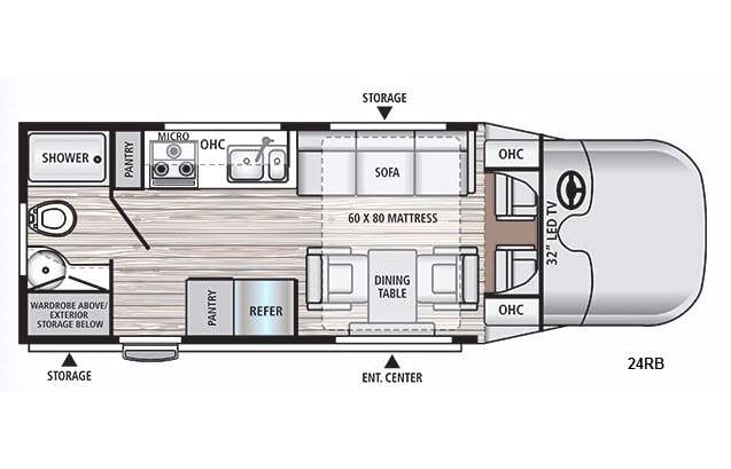 Representative floor plan provided by a trusted RVshare partner.