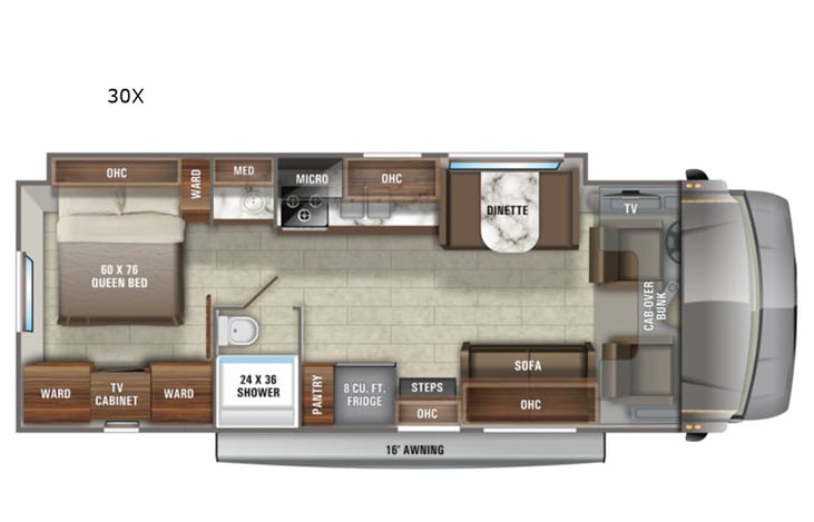 Representative floor plan provided by a trusted RVshare partner.