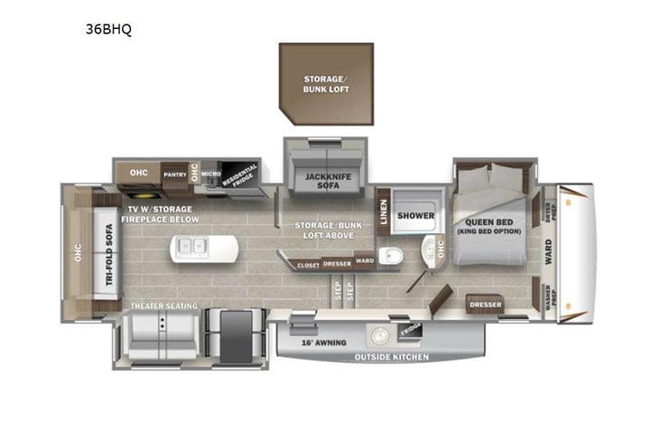 Representative floor plan provided by a trusted RVshare partner.