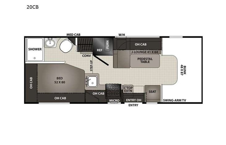 Representative floor plan provided by a trusted RVshare partner.