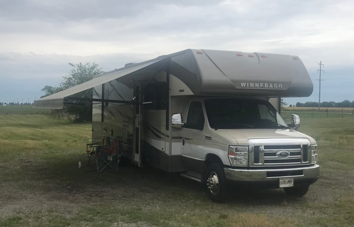 Power awning with LED lighting