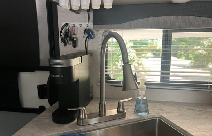 Kitchen area with coffee pot