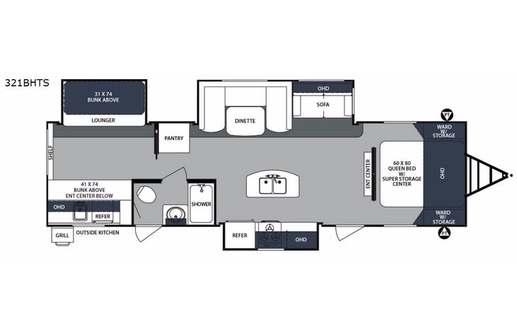 Representative floor plan provided by a trusted RVshare partner.