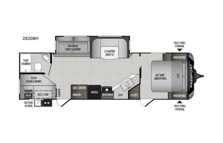Representative floor plan provided by a trusted RVshare partner.