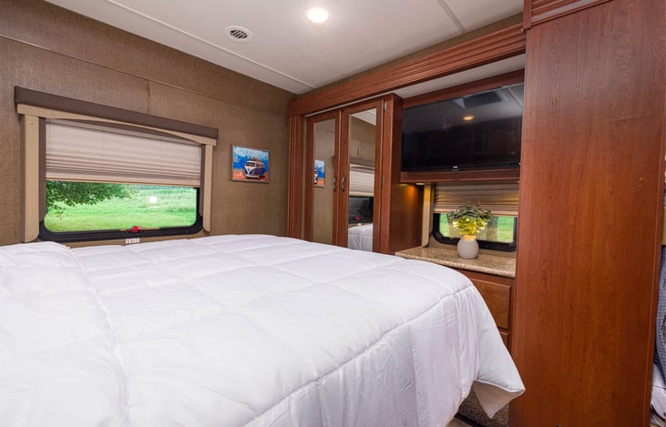 Rear window in the master bedroom.